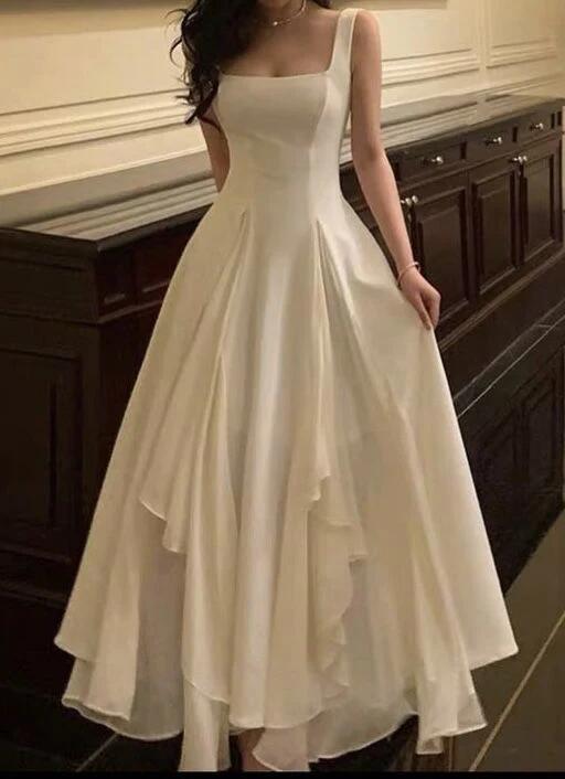 French Style Ivory A Line Chiffon Long Prom Dress Elegant Evening Gowns SP63