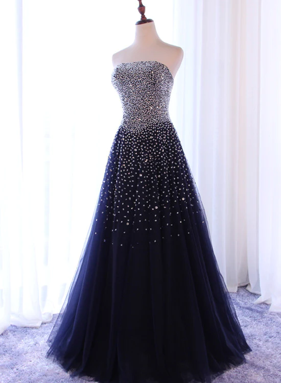 Strapless Sequins Long Prom Dress A Line Sweet 16 Prom Dress SP33