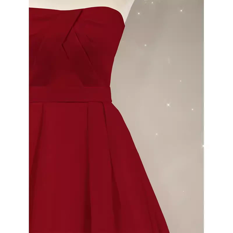 A line Strapless Long Red Prom Dress Evening Dress SP760