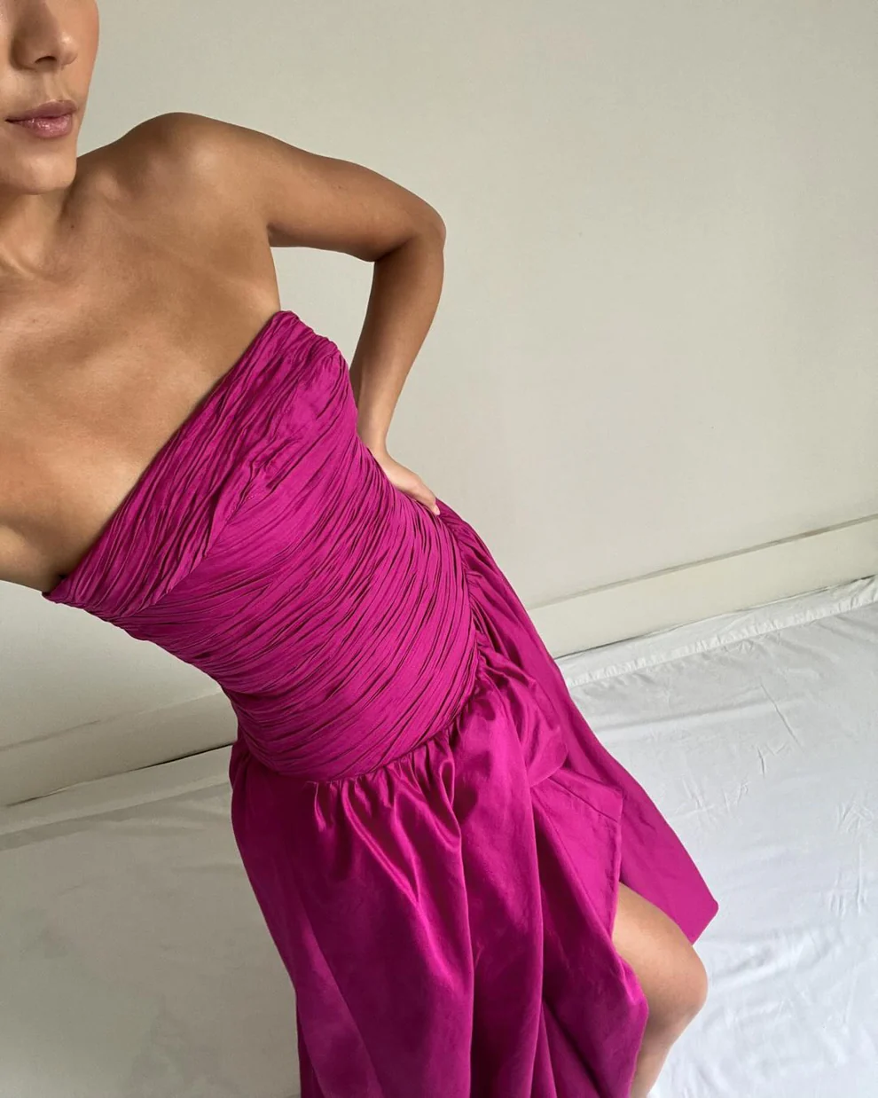 Strapless Fuchsia A Line Long Prom Dress Formal Party Dress SP426