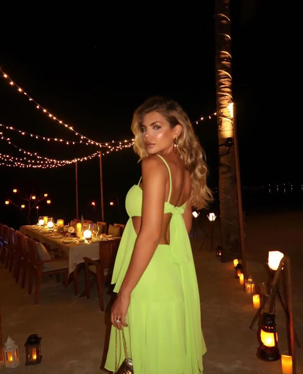 Spaghetti Straps Backless  Light Green A Line Long Prom Dresses SP260