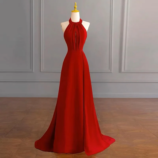 Red Chiffon A Line Long Prom Dress Elegant Evening Dress SP380