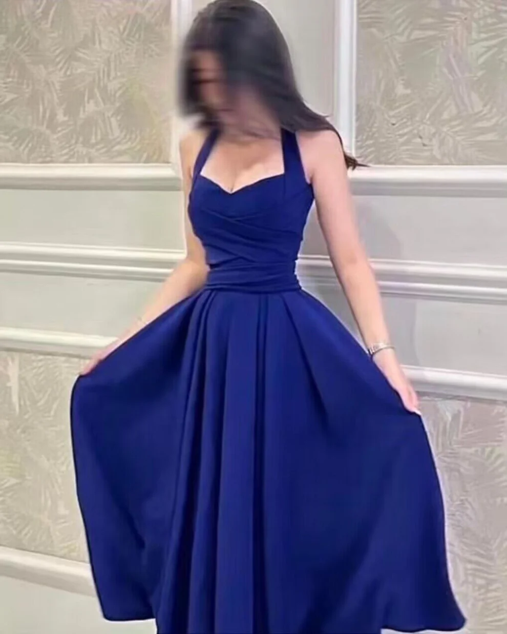 Halter Royal Blue Birthday Party Dress  A Line Prom Dress Homecoming Dress SP302