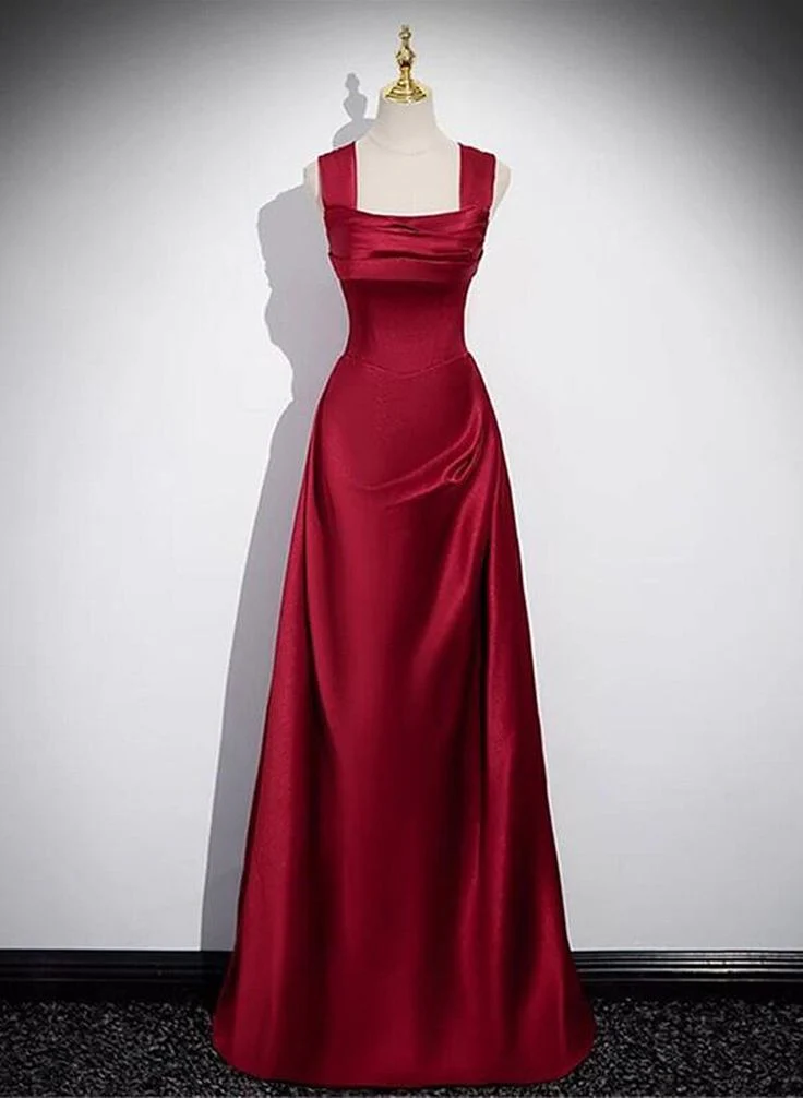 A Line Red Long Prom Dress Party Dress Elegant Birthday Party Dress SP363