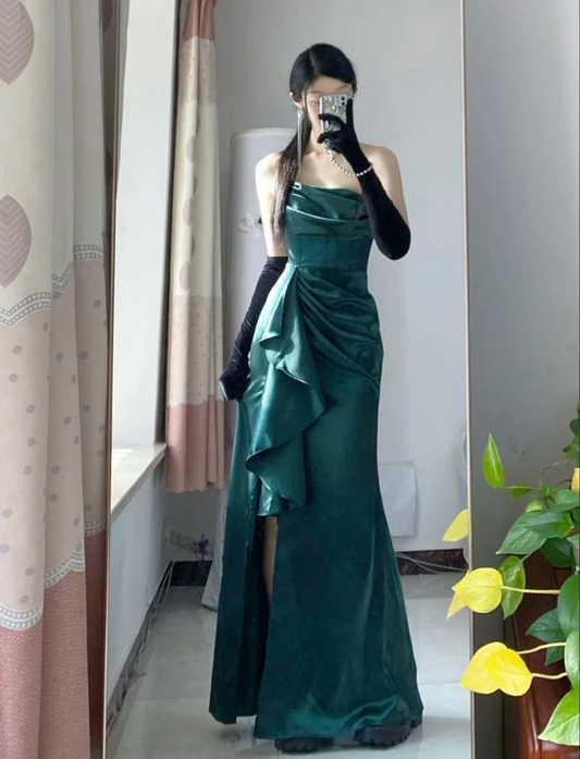 Emerald Green A Line Long Prom Dress Formal Party Dress SP366