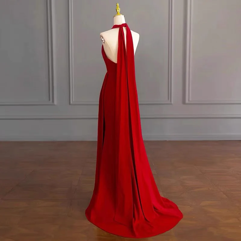 Red Chiffon A Line Long Prom Dress Elegant Evening Dress SP380