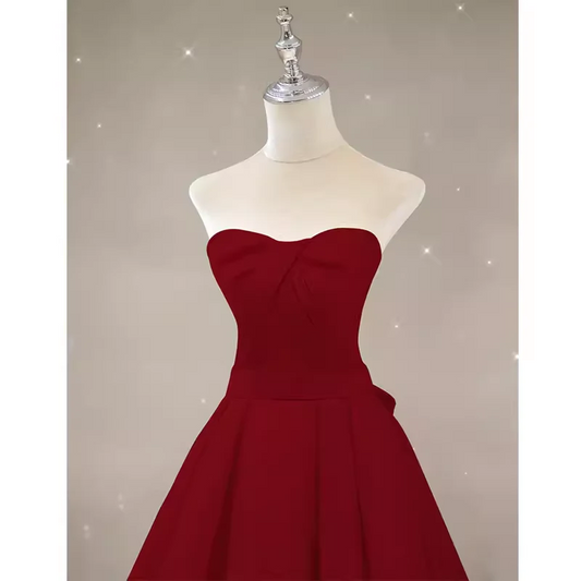 A line Strapless Long Red Prom Dress Evening Dress SP760