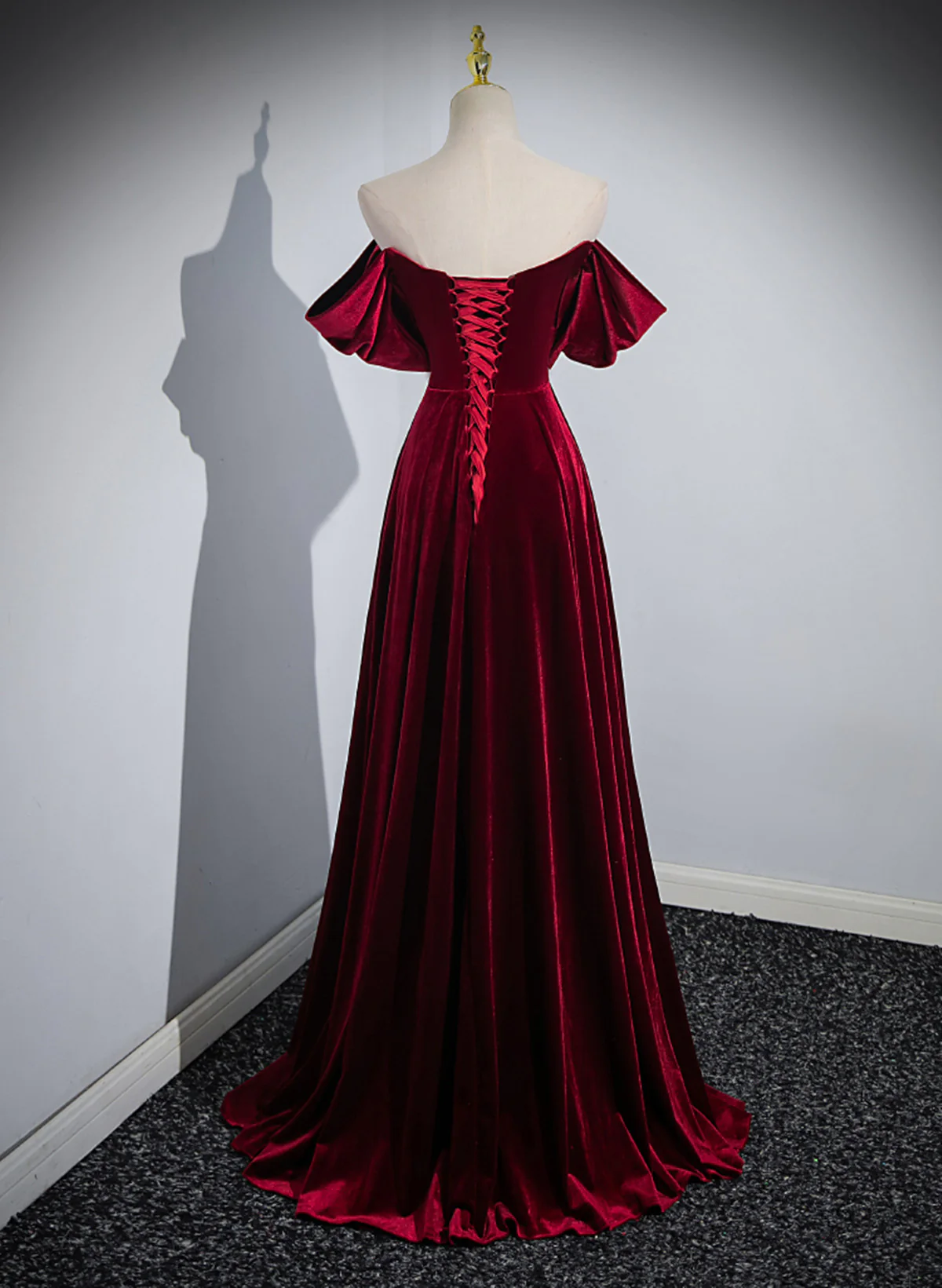 strapless Dark Red gathers Long Prom Dress A line Erevening Dress SP27