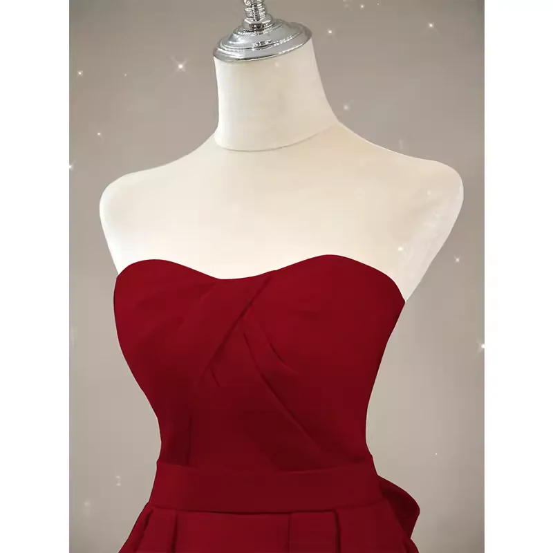 A line Strapless Long Red Prom Dress Evening Dress SP760