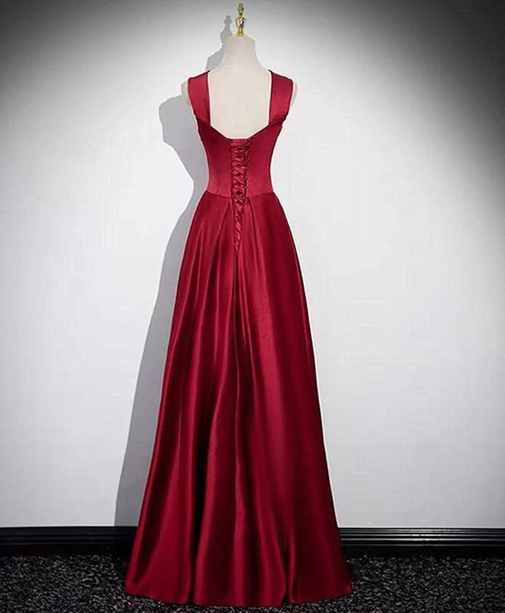 A Line Red Long Prom Dress Party Dress Elegant Birthday Party Dress SP363