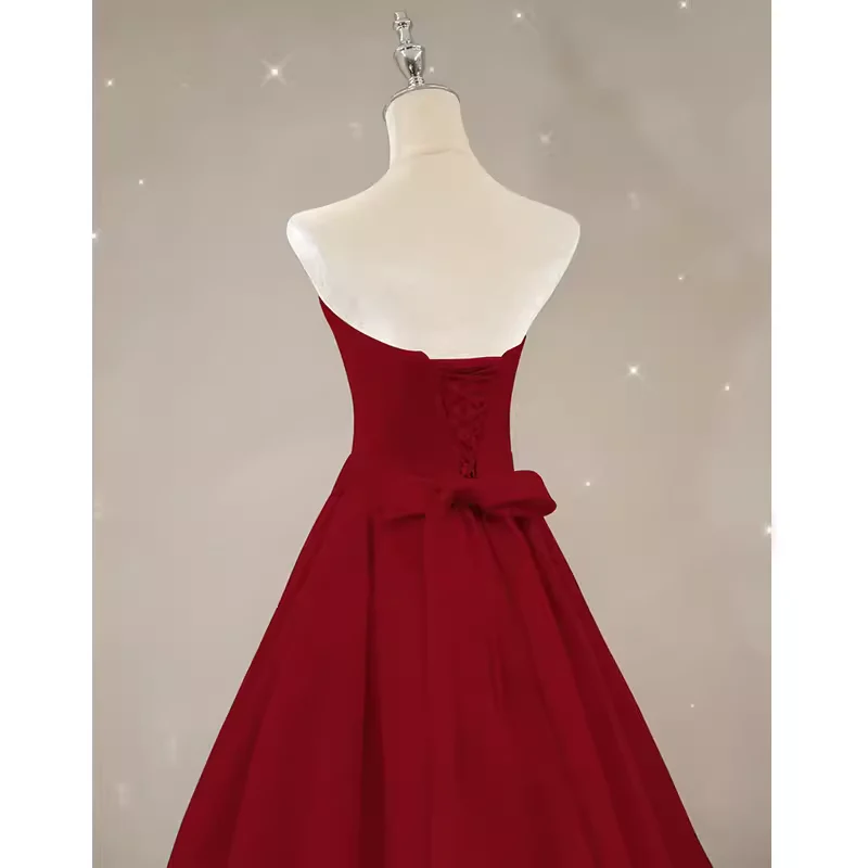 A line Strapless Long Red Prom Dress Evening Dress SP760